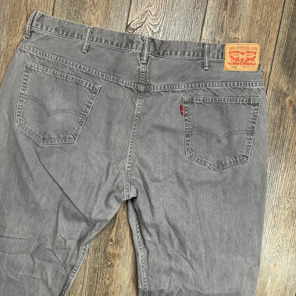 Levis 569 Loose Straight Jeans Mens 42x29.5 Grey Denim Cotton Relaxed